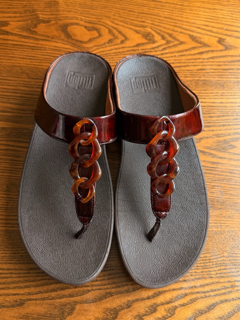 Fitflop Brown Tortoiseshell Accent Toe-Post Sandals